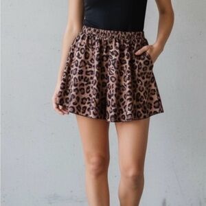 48 Black and Brown Mini Skater Shorts